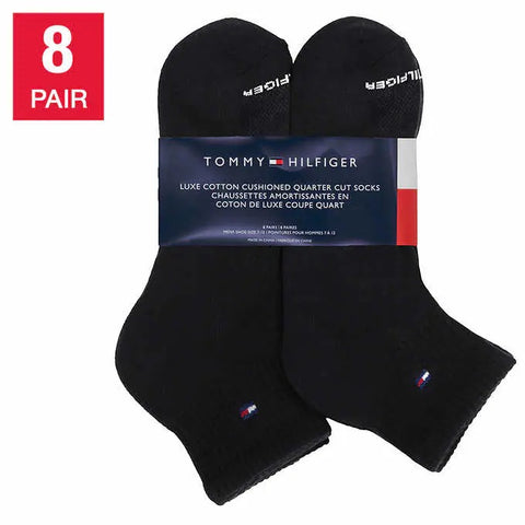 Tommy Hilfiger Black quarter Socks 7-12 , 8 pairs