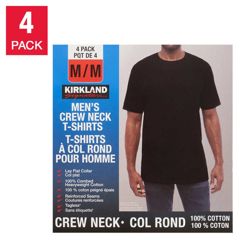 Kirkland Men's Crew Neck T-Shirt Black XL, 4 units