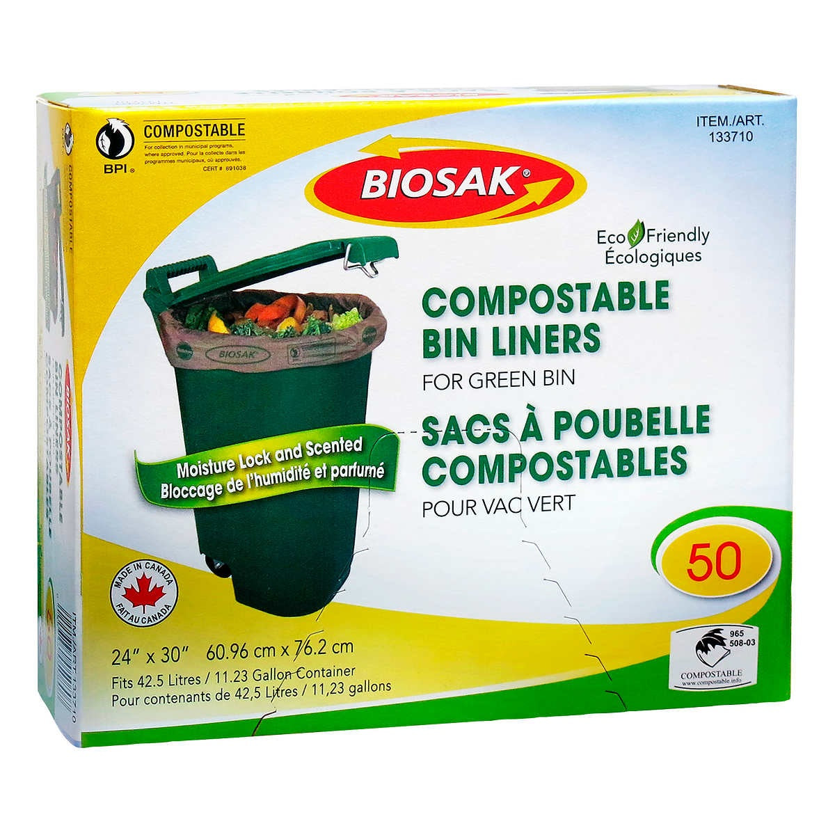 Biosak Compostable Green Bin Liners, 50 bags | Comfort.to