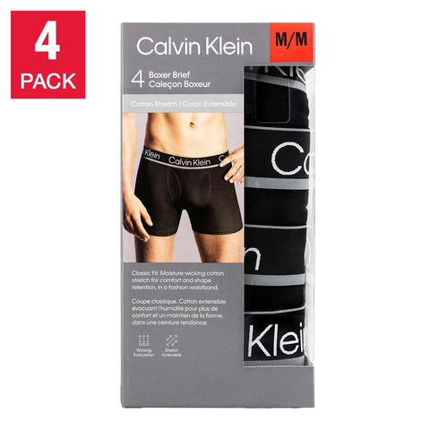 Calvin Klein Men's Cotton Stretch Boxer Briefs Black L, 4 units