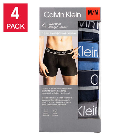 Calvin Klein Men's Cotton Stretch Boxer Briefs Blue M, 4 units