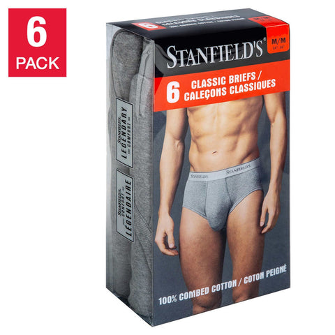 Stanfield's Men's Cotton Briefs Grey M, 6 units