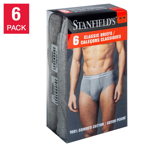 Stanfield's Men's Cotton Briefs Grey L, 6 units