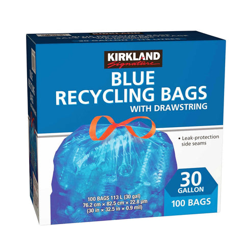 kirkland kitchen blue recycling bags, 100 bags