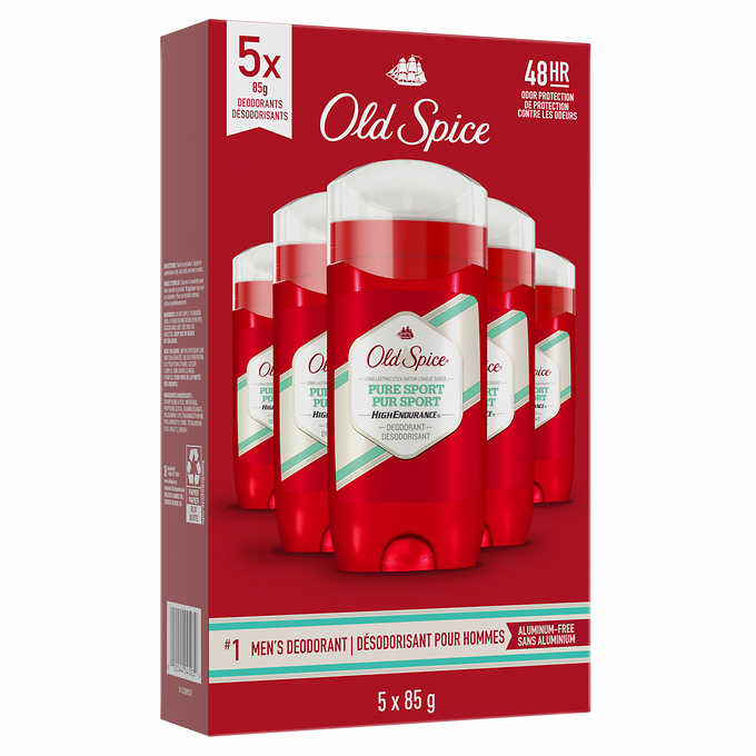 Old Spice High Endurance Pure Sport Deodorant, 5 x 85 g