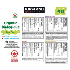 Kirkland Organic Juice Variety Pack, 40 x 200 mL
