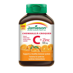 Jamieson 500 mg Chewable Vitamin C + Zinc, 400 Tablets