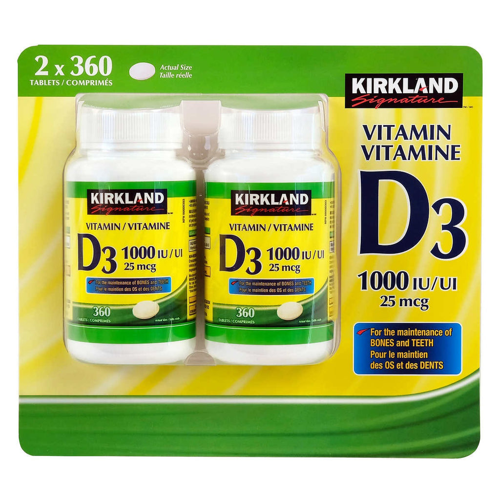 Kirkland Signature Vitamin D3 1000 Iu, 2 x 360 tablets