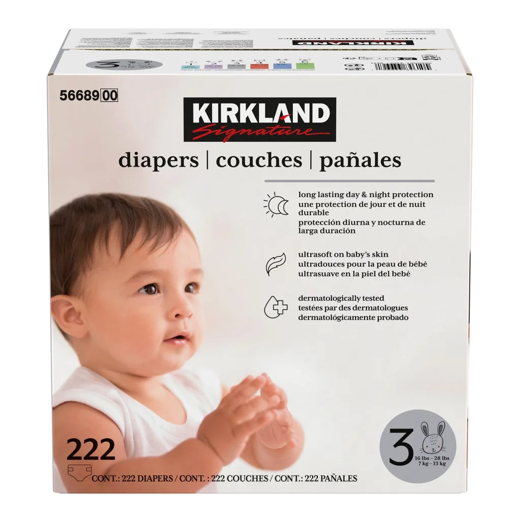 Kirkland Diapers Size 3, 222 diapers