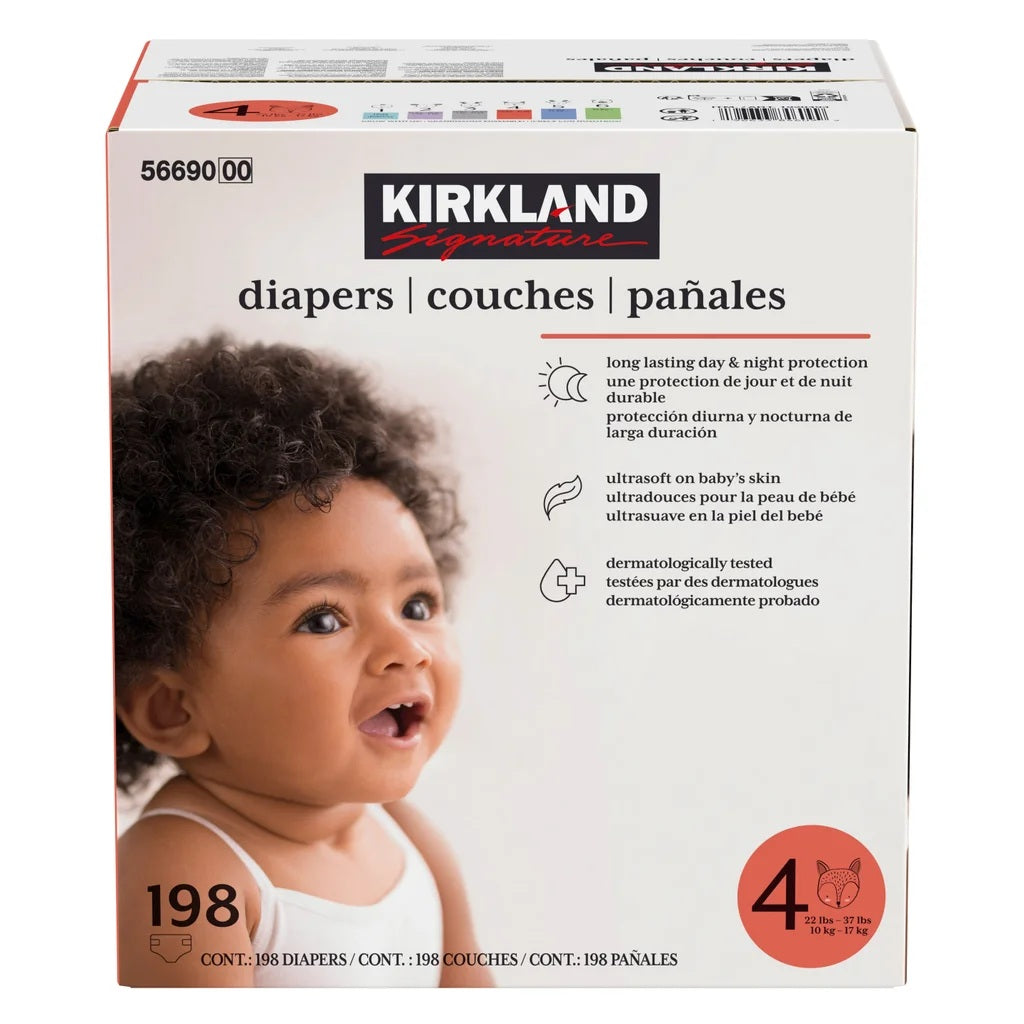Kirkland Diapers Size 4, 198 diapers