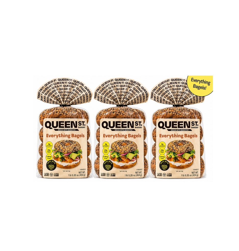 Queen st. Everything Bagels, 3 x 4 bagels