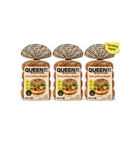Queen st. Everything Bagels, 3 x 4 bagels