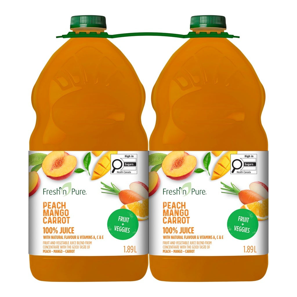 Fresh N Pure Peach Mango Carrot Juice, 2 x 1.9 L