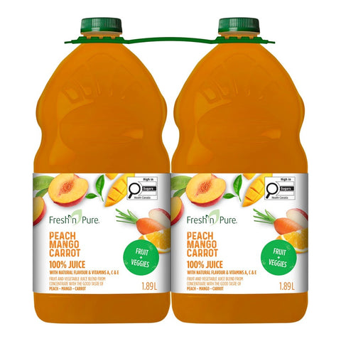 Fresh N Pure Peach Mango Carrot Juice, 2 x 1.9 L