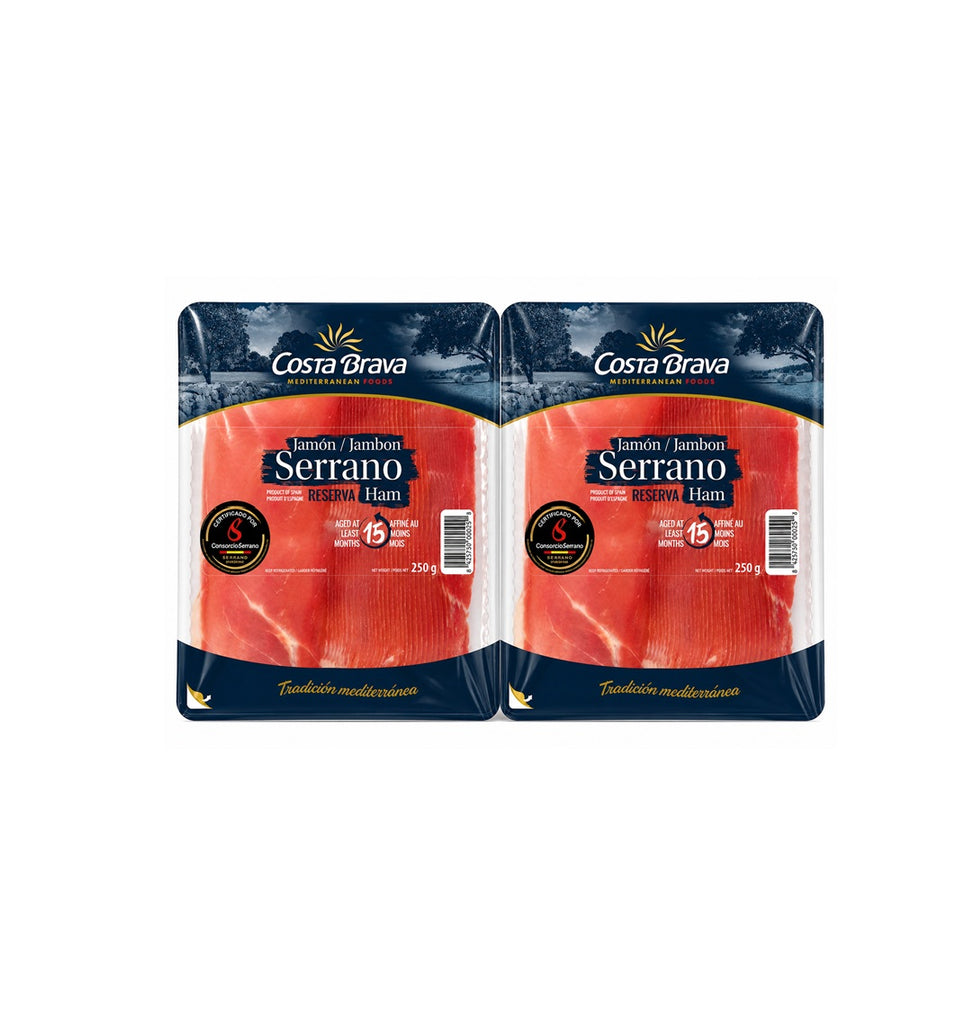 Costa Brava Sliced Serrano Ham, 2 x 250 g