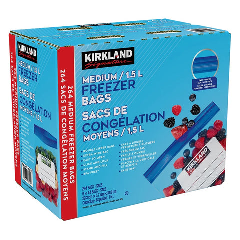 Kirkland Medium Freezer Bags, 6 x 44 bags