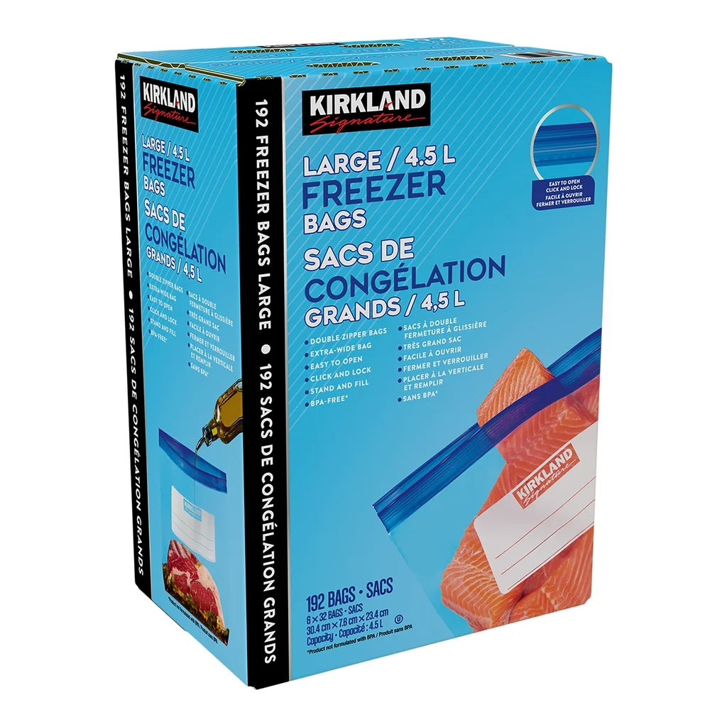 Kirkland Large Freezer Bags, 6 x 32 bags