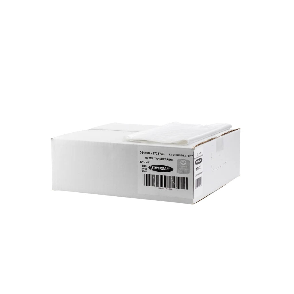 SUPERSAK Extra Strong Clear Plastic Bags, 100 bags