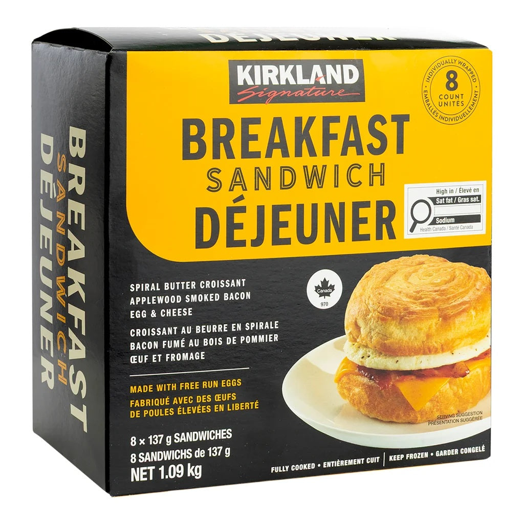 Kirkland Frozen Breakfast Sandwich, 8 x 137 g