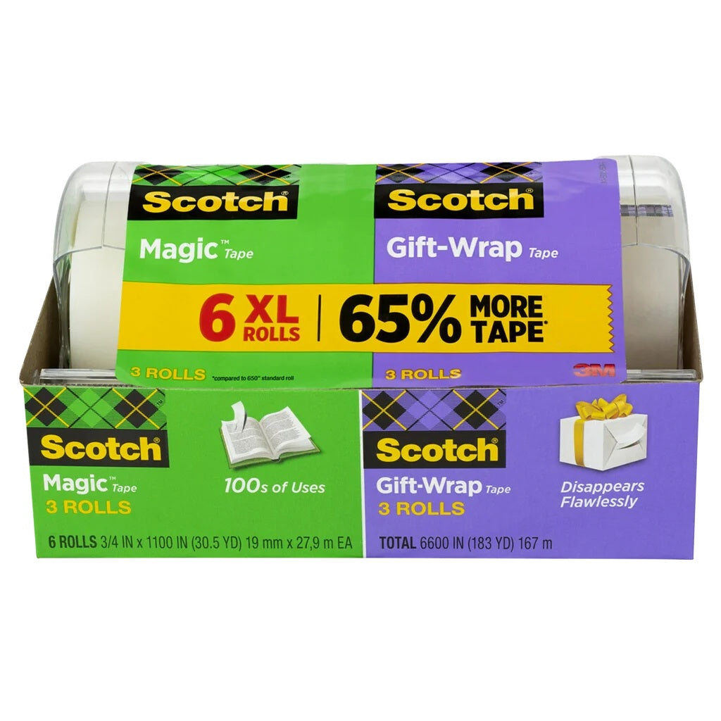 Scotch Magic Tape and Gift-Wrap Tape Reusable Dispensers, 6 units