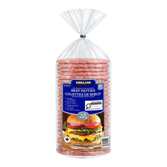 Kirkland Frozen Lean Ground Beef Patties, 24 x 113 g