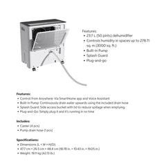 Midea 23.7 L (50 Pints) Smart Dehumidifier with Pump, 1 unit
