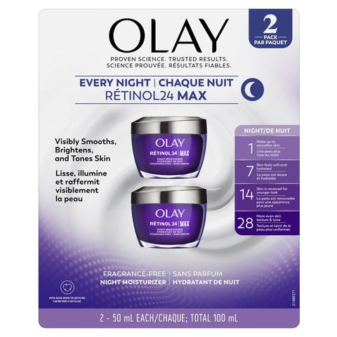 Olay Retinol24 MAX Night Moisturizer, 2 x 50 mL