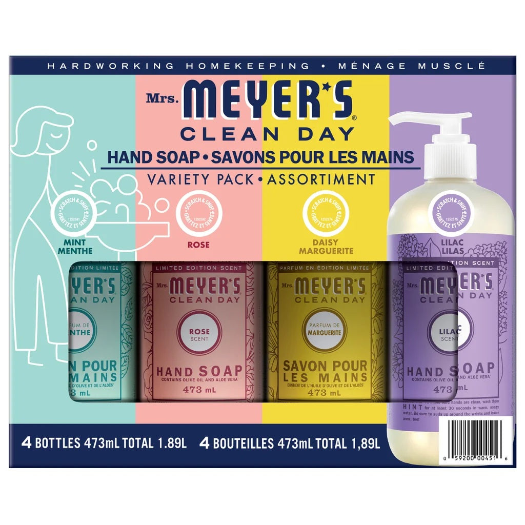 Mrs. Meyer's Clean Day Liquid Hand Soap, 4 x 473 ml