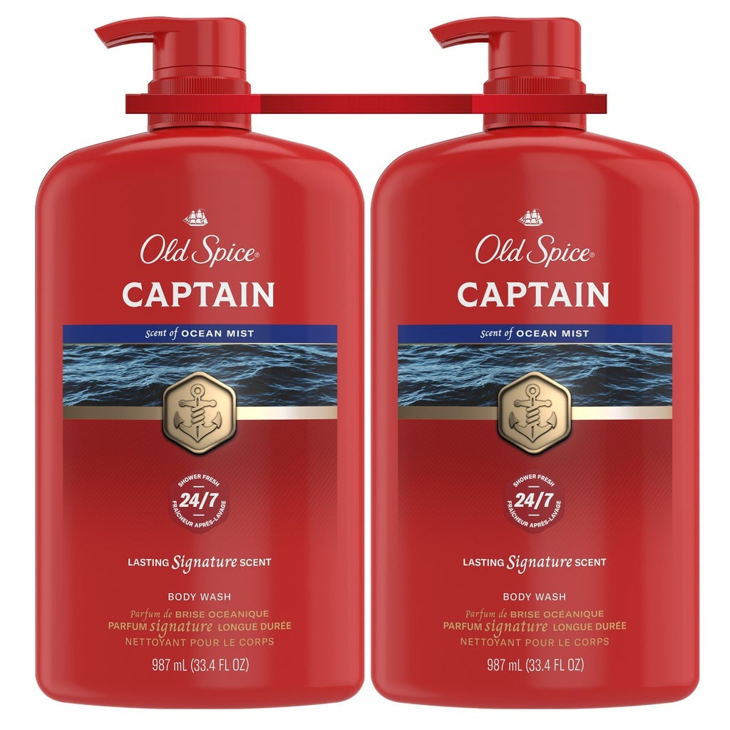 Old Spice Captain Men's Body Wash, 2 x 987 ml