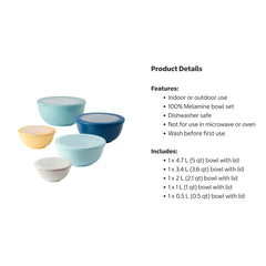 Pandex Mixing Bowls, 5 bowls