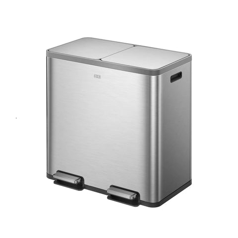 EKO 42L+42L Dual Compartment Stainless Steel Step Can, 2 bins