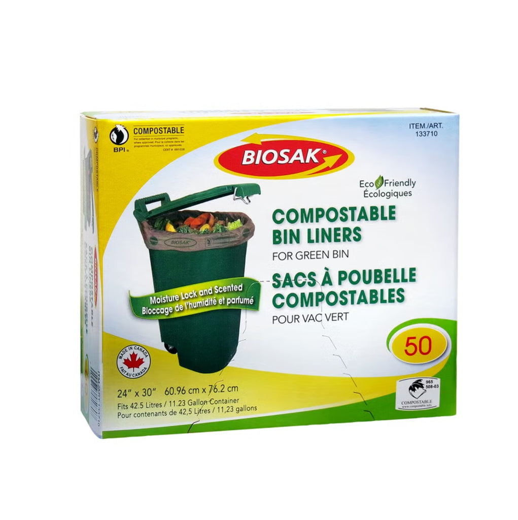 Biosak Compostable Green Bin Liners, 50 bags