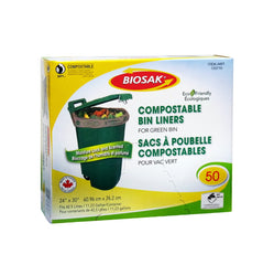 Biosak Compostable Green Bin Liners, 50 bags
