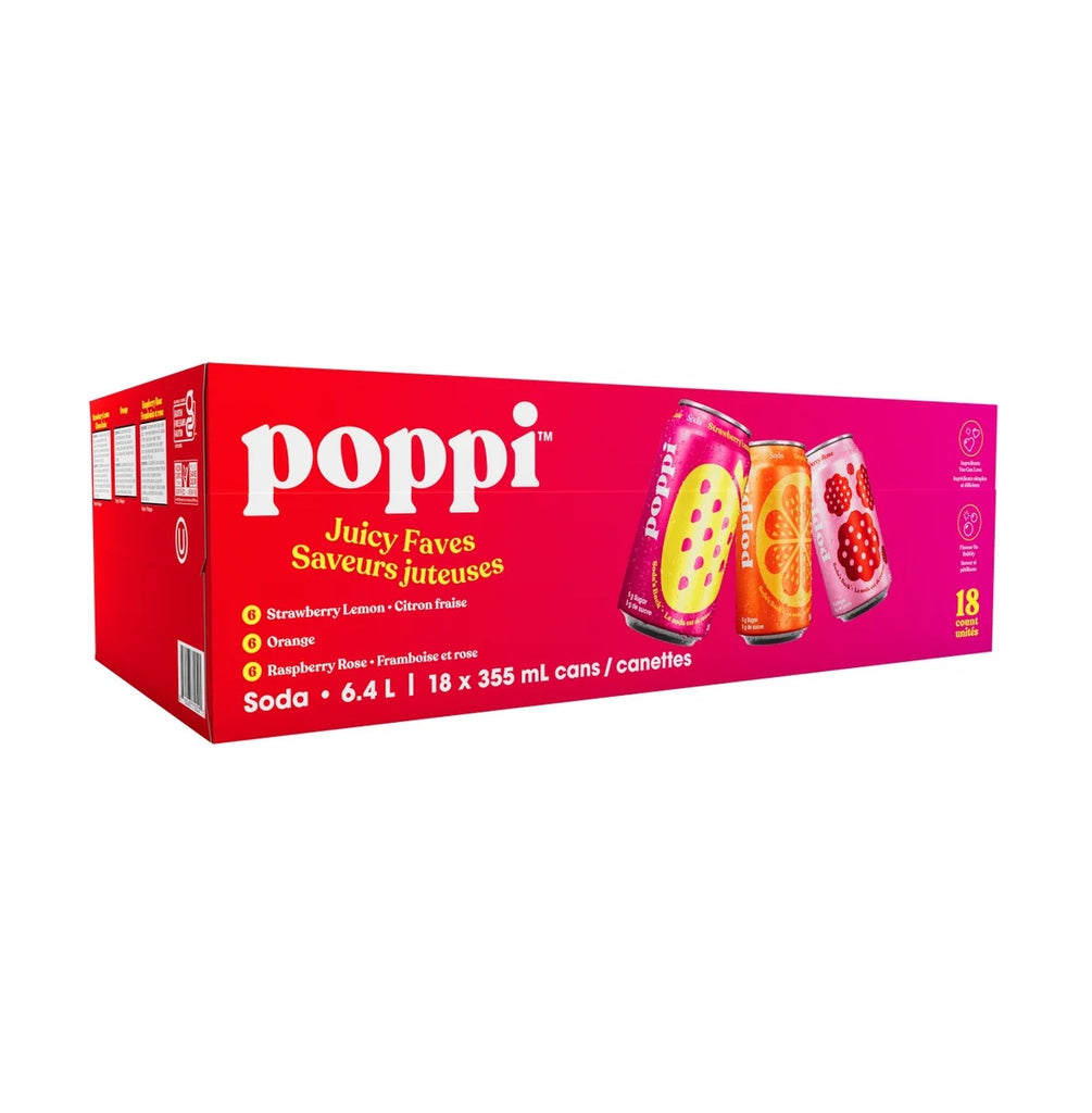 Poppi Classic Faves Soda, 18 x 355 ml