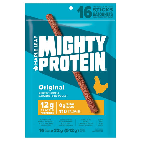 Maple Leaf Mighty Protein Original Chicken Sticks, 16 x 32 g