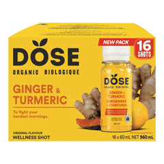 Organic Dose Ginger and Turmeric, 16 x 60 ml
