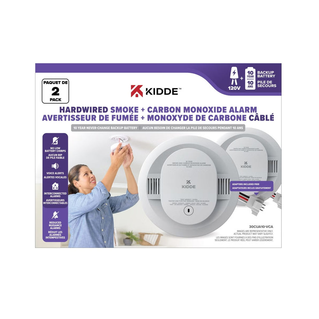 Kidde 120V Hardwired Smoke and Carbon Monoxide Alarm, 2 units