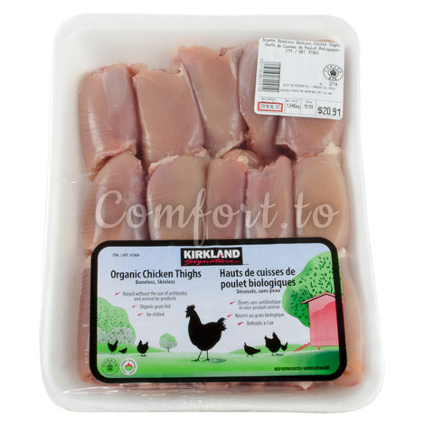 Kirkland Organic Chicken Thighs Boneless & Skinless, 1.6 kg