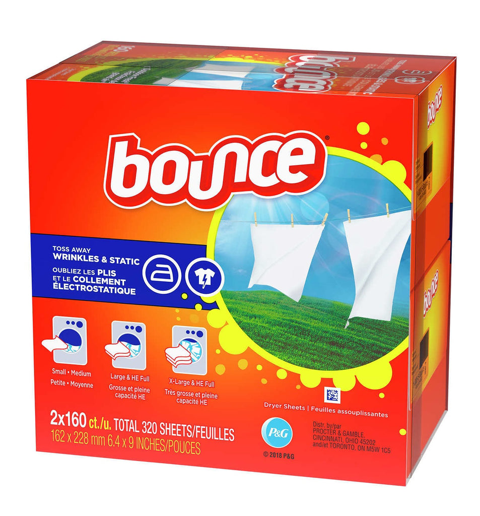 Bounce Fabric Softener, 2 x 160 sheets