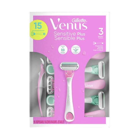 Gillette Venus Sensitive Plus Women's Razors, 15 razors