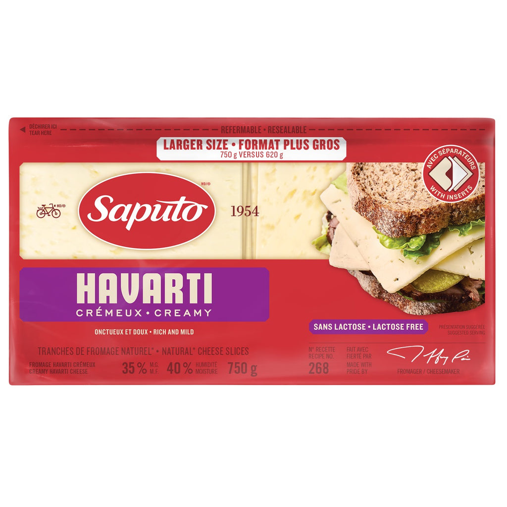 Saputo Sliced Havarti Lactose Free Cheese, 750 g