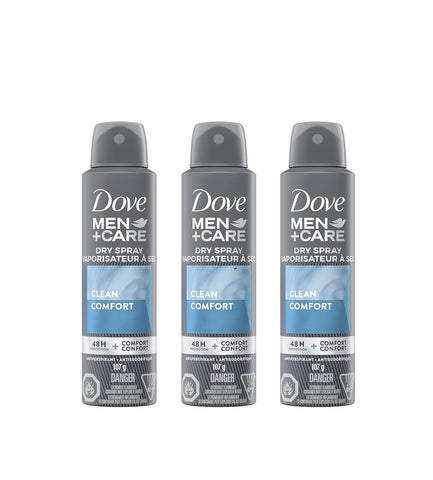 Dove Men Antiperspirant Dry spray, 3 x 107 g