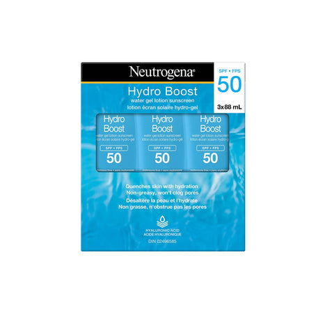 Neutrogena Hydro Boost Water Gel Lotion Sunscreen SPF 50, 3 x 88 mL