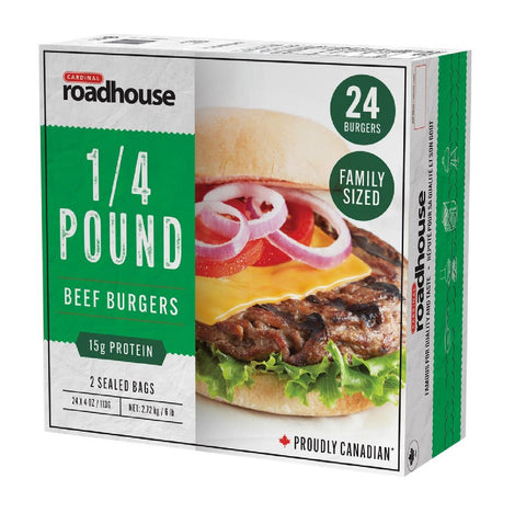 Roadhouse Frozen 1/4 Pound Angus Beef Burgers, 24 x 113 g