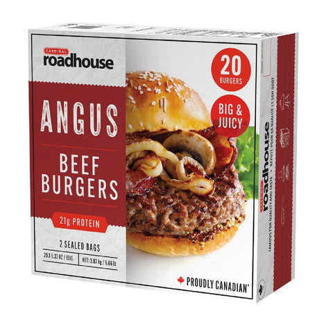 Cardinal Roadhouse Frozen Angus Beef Burgers, 3 kg