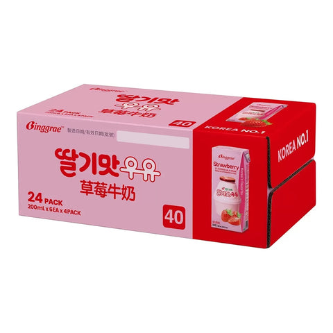 Binggrae Strawberry Milk, 24 x 200 ml