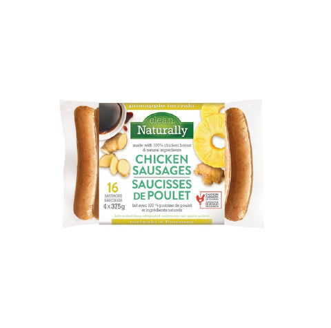 Clean naturally Pine/teriyaki Chicken sausages, 4 x 375 g