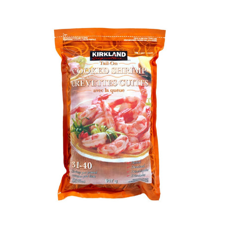 Kirkland Frozen Cooked Shrimp 31/40 tail-on, 907 g