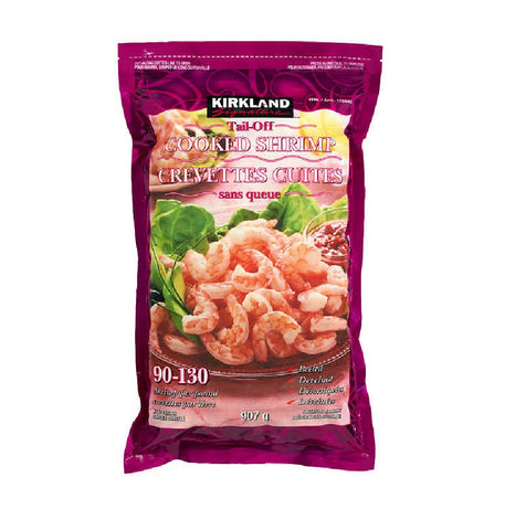 Kirkland Frozen Cooked Shrimp 90/130 tail off, 907 g