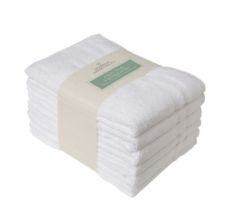 Grandeur Hospitality Bath Towels , 100% Cotton, 6 Pack, White, 6 towels